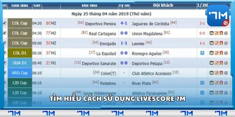 Tìm hiểu cách sử dụng Livescore 7m