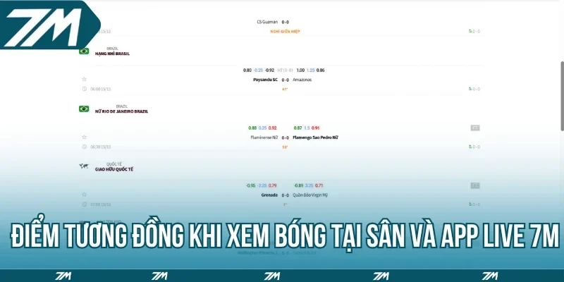 Điểm tương đồng khi xem bóng tại sân và app live 7M